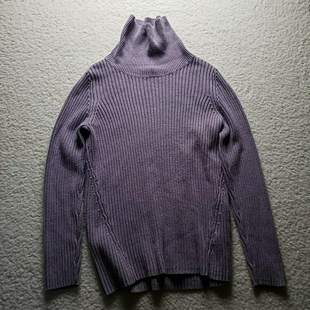 Sonoma Life + Style Sweater Womens XL Purple Turtleneck Ribbed Knit Long Sleeve